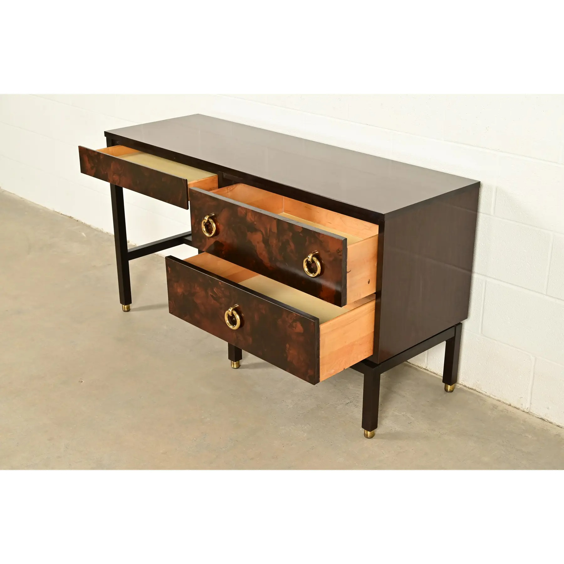 Edward Wormley for Dunbar Mid-Century Modern Burl Wood Desk, 1960s - Image 6
