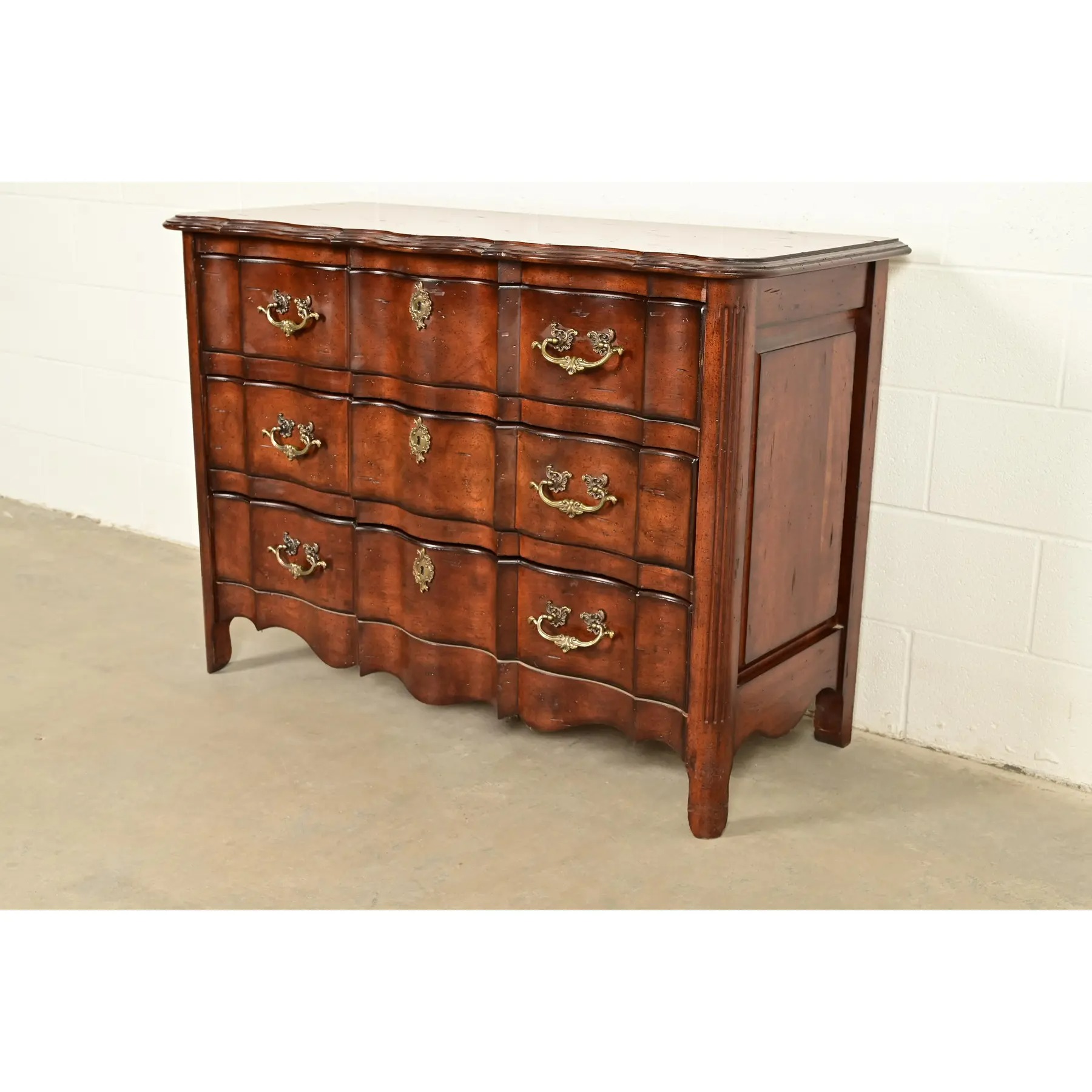 Harden Furniture French Provincial Louis XV Carved Walnut Three-Drawer Dresser or Chest of Drawers - Image 3