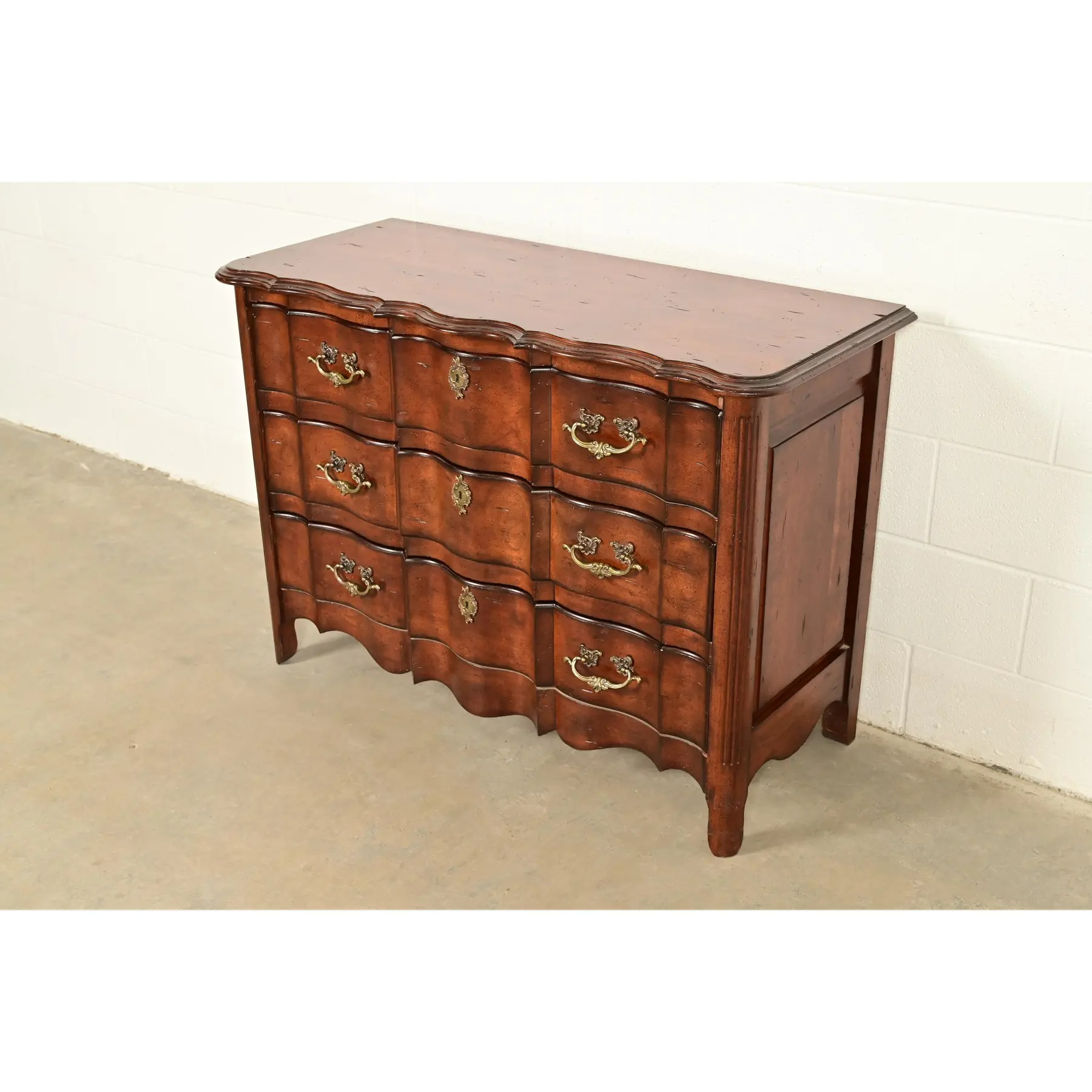 Harden Furniture French Provincial Louis XV Carved Walnut Three-Drawer Dresser or Chest of Drawers - Image 4