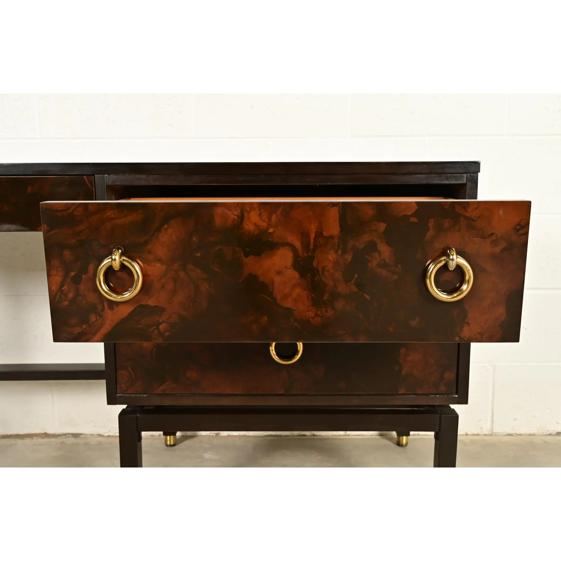 Edward Wormley for Dunbar Mid-Century Modern Burl Wood Desk, 1960s - Image 8