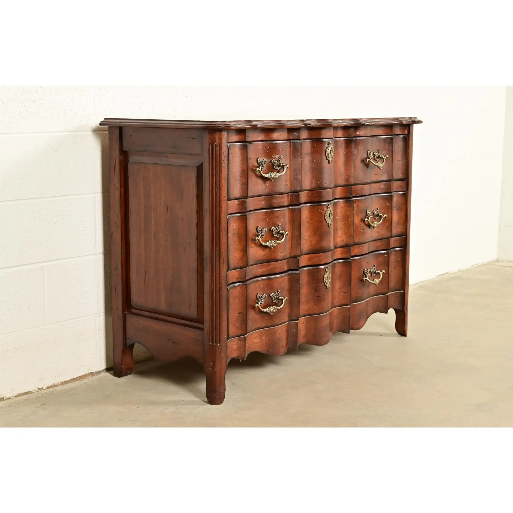 Harden Furniture French Provincial Louis XV Carved Walnut Three-Drawer Dresser or Chest of Drawers - Image 5