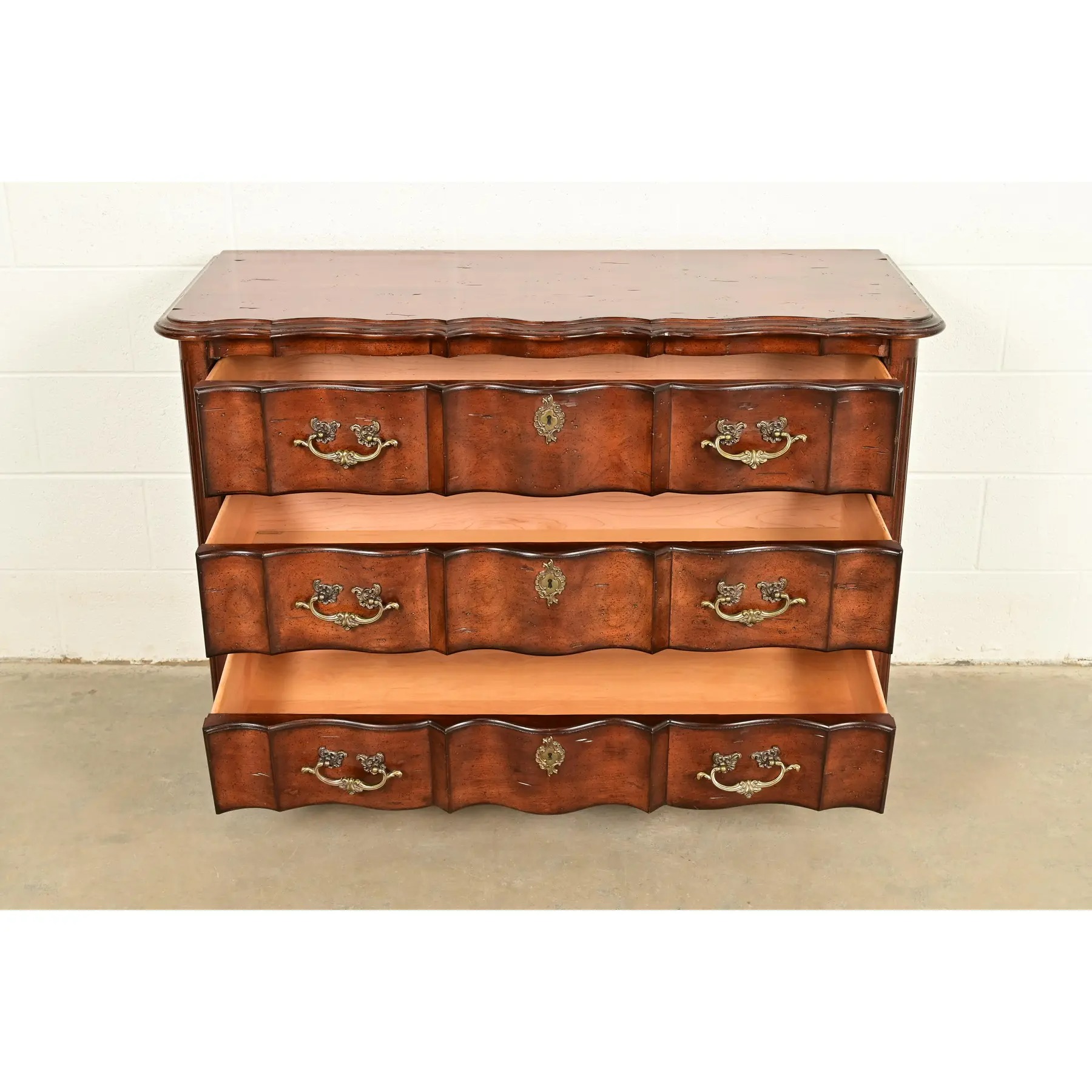 Harden Furniture French Provincial Louis XV Carved Walnut Three-Drawer Dresser or Chest of Drawers - Image 6