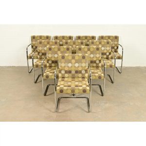 Mies Van Der Rohe Brno Style Mid-Century Modern Chrome Tubular Cantilever Club Chairs, Set of Ten