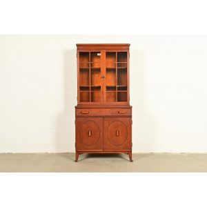 Stickley Brothers Antique Art Deco Maple Breakfront Bookcase Cabinet, Circa 1920s