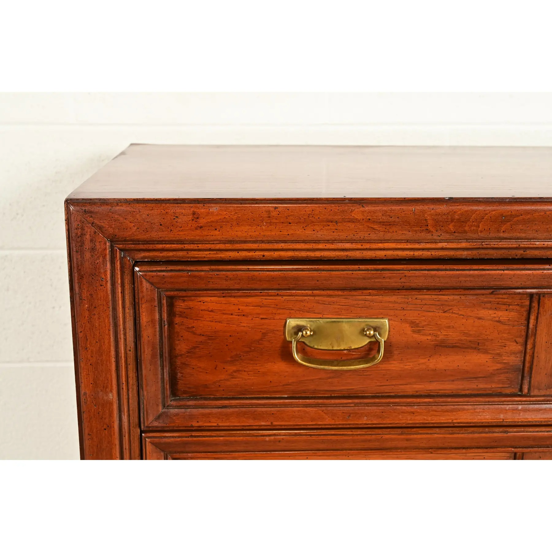 Thomasville Mid-Century Modern Hollywood Regency Campaign Walnut Highboy Dresser, 1970s - Image 9