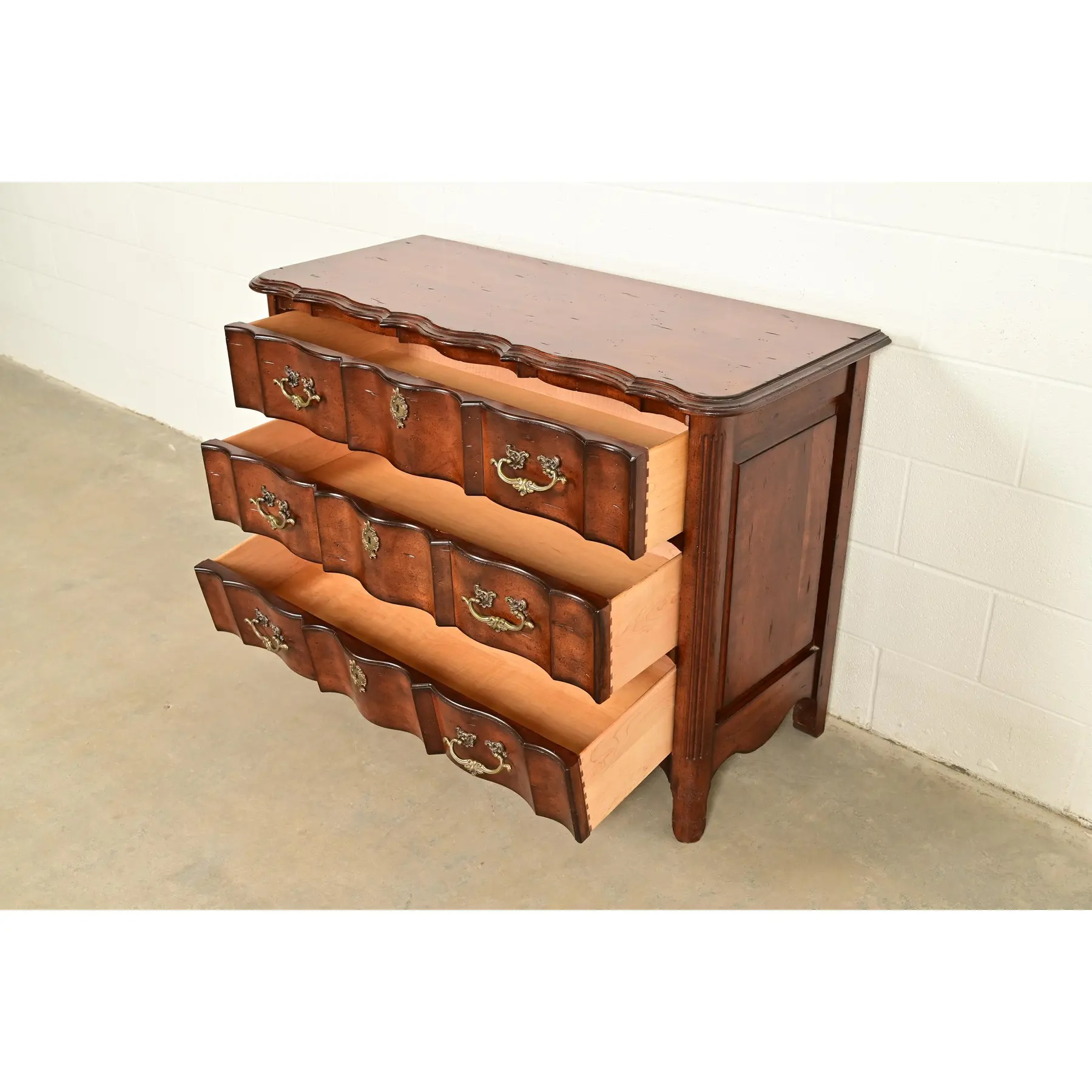 Harden Furniture French Provincial Louis XV Carved Walnut Three-Drawer Dresser or Chest of Drawers - Image 7