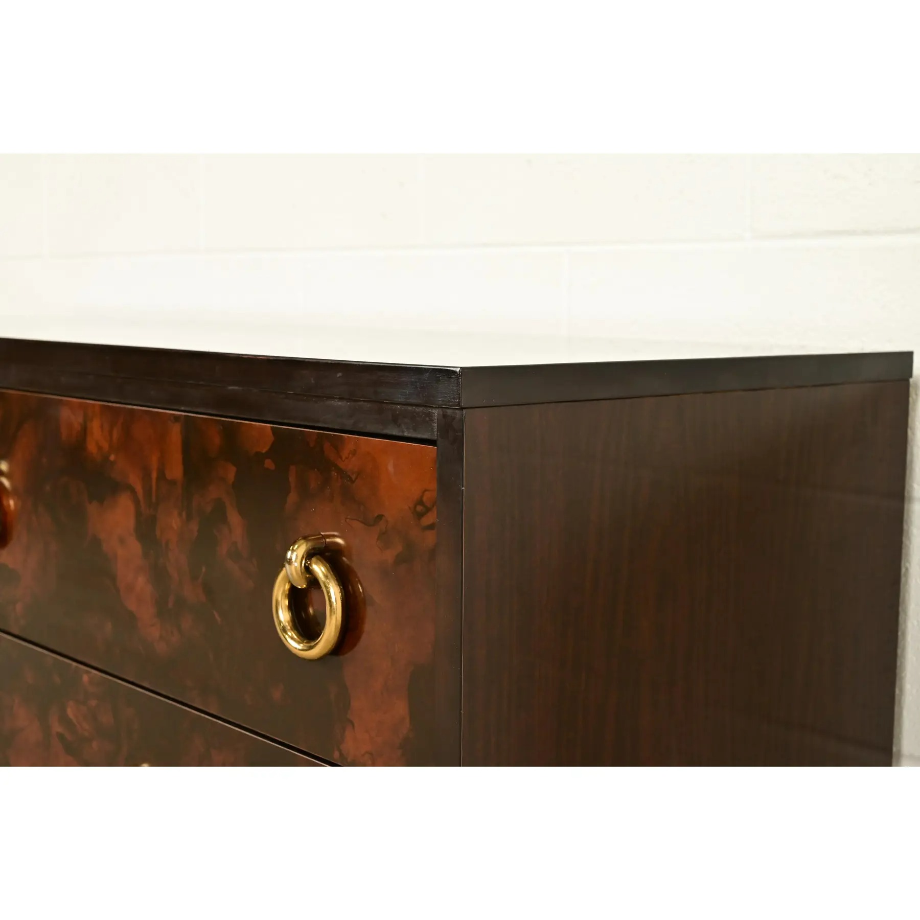 Edward Wormley for Dunbar Mid-Century Modern Burl Wood Desk, 1960s - Image 11