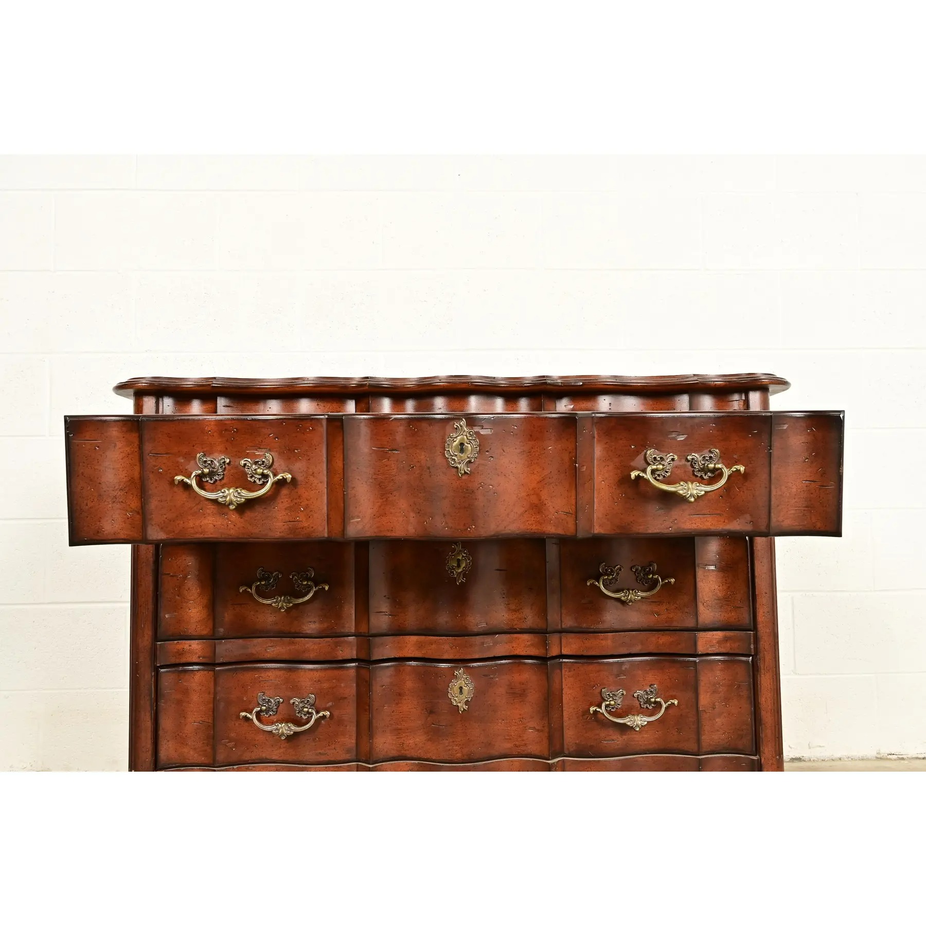 Harden Furniture French Provincial Louis XV Carved Walnut Three-Drawer Dresser or Chest of Drawers - Image 9