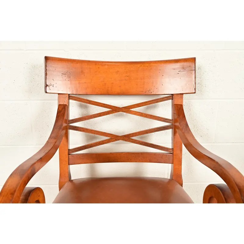 Baker Furniture English Regency Carved Walnut Bar Stools, Pair - Image 6
