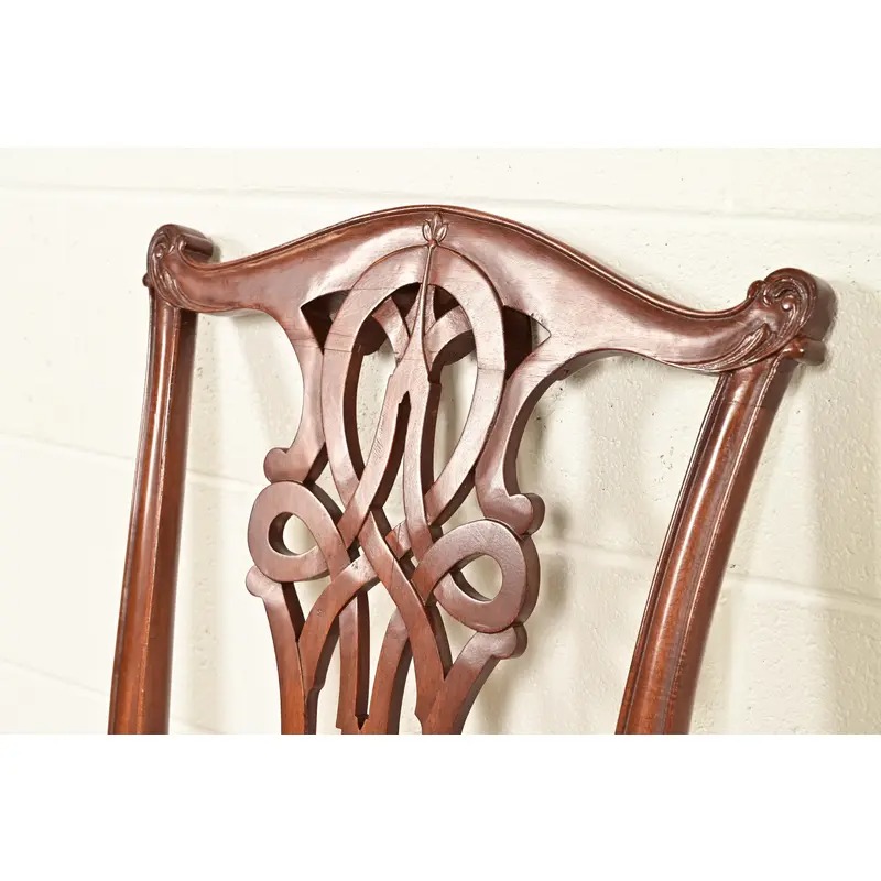 Baker Furniture Style Chippendale Carved Mahogany Side Chair or Dining Chair - Image 6