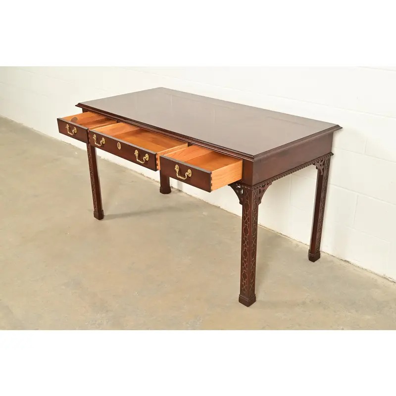 Councill Chippendale Carved Mahogany Writing Desk or Console Table - Image 6