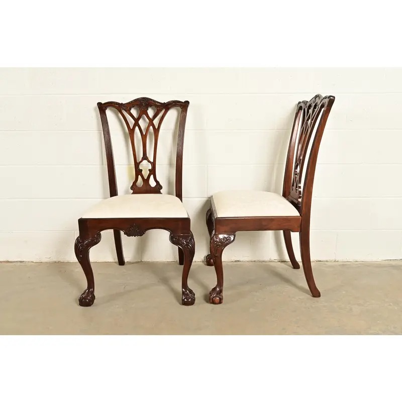 Drexel Heritage Chippendale Carved Mahogany Dining Chairs, Set of Six - Image 6