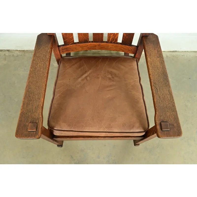 Stickley Brothers Antique Mission Oak Arts & Crafts Rocking Chair, Circa 1910 - Image 6