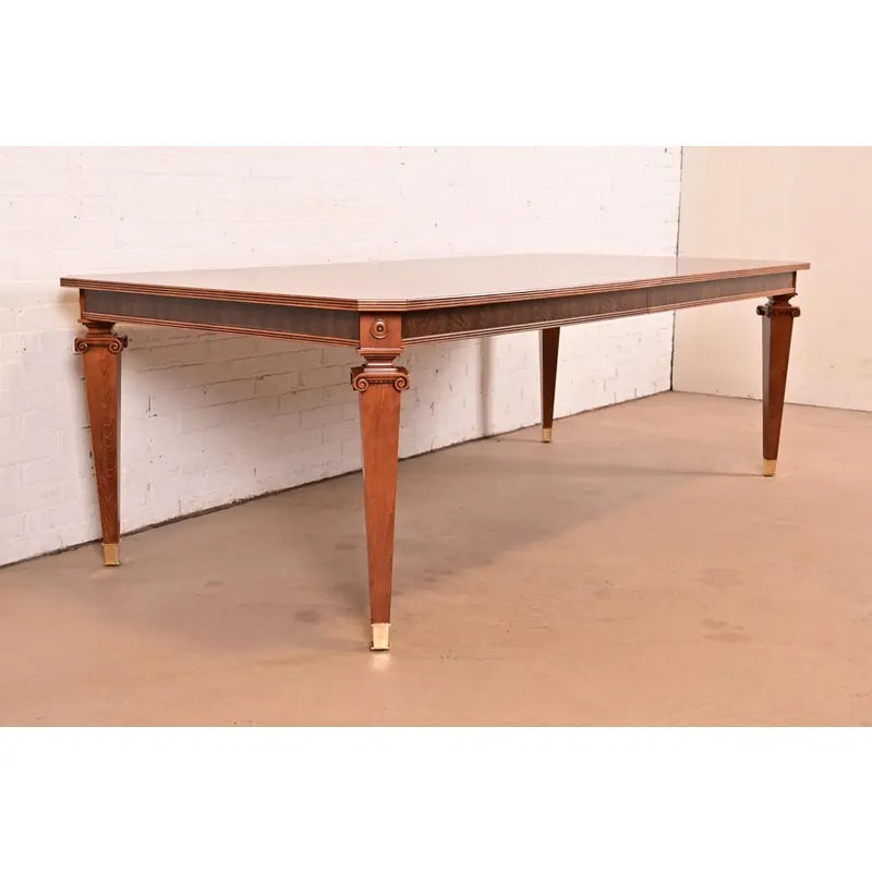 Theodore Alexander French Regency Louis XVI Burl Wood Dining Table, Newly Refinished - Image 6
