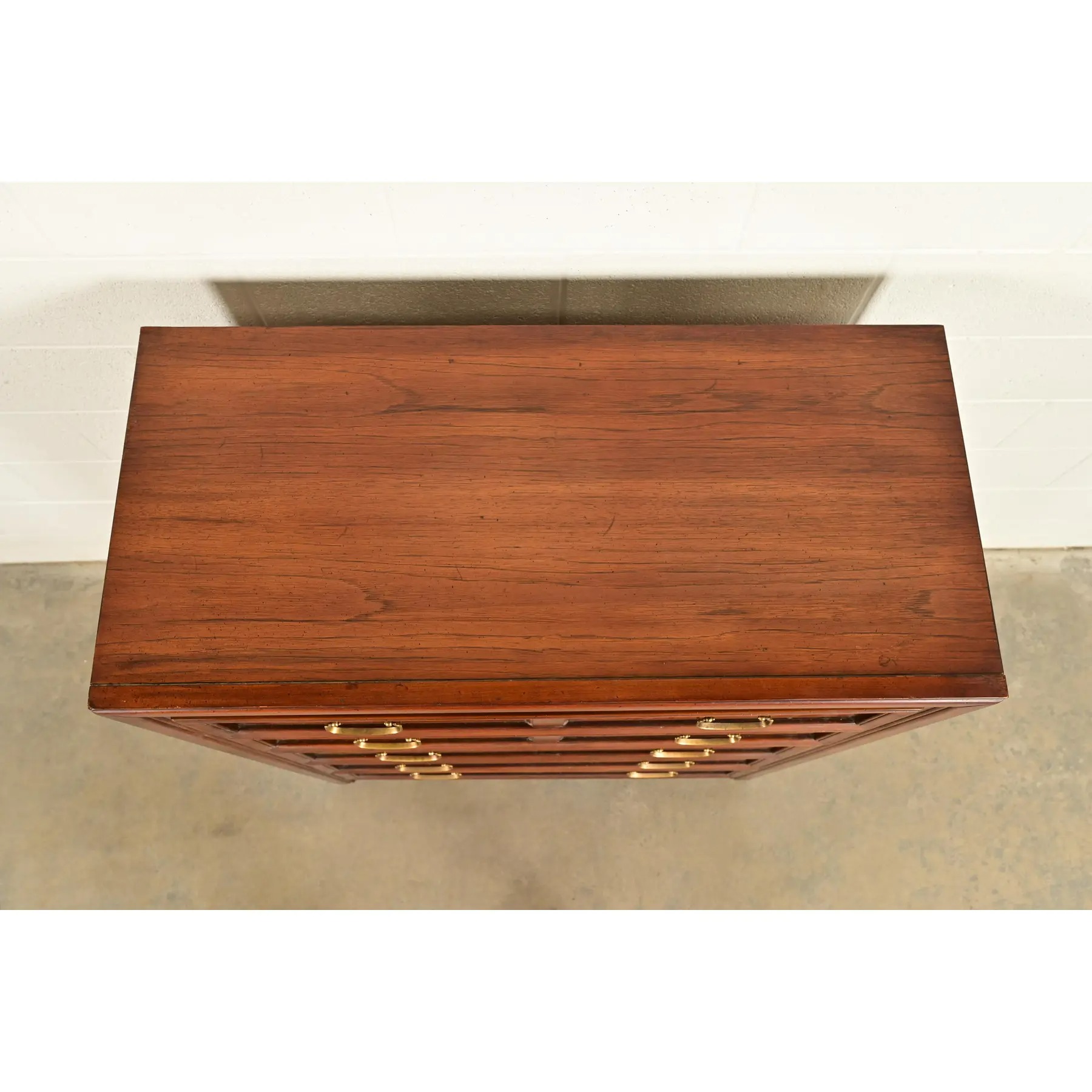 Thomasville Mid-Century Modern Hollywood Regency Campaign Walnut Highboy Dresser, 1970s - Image 13