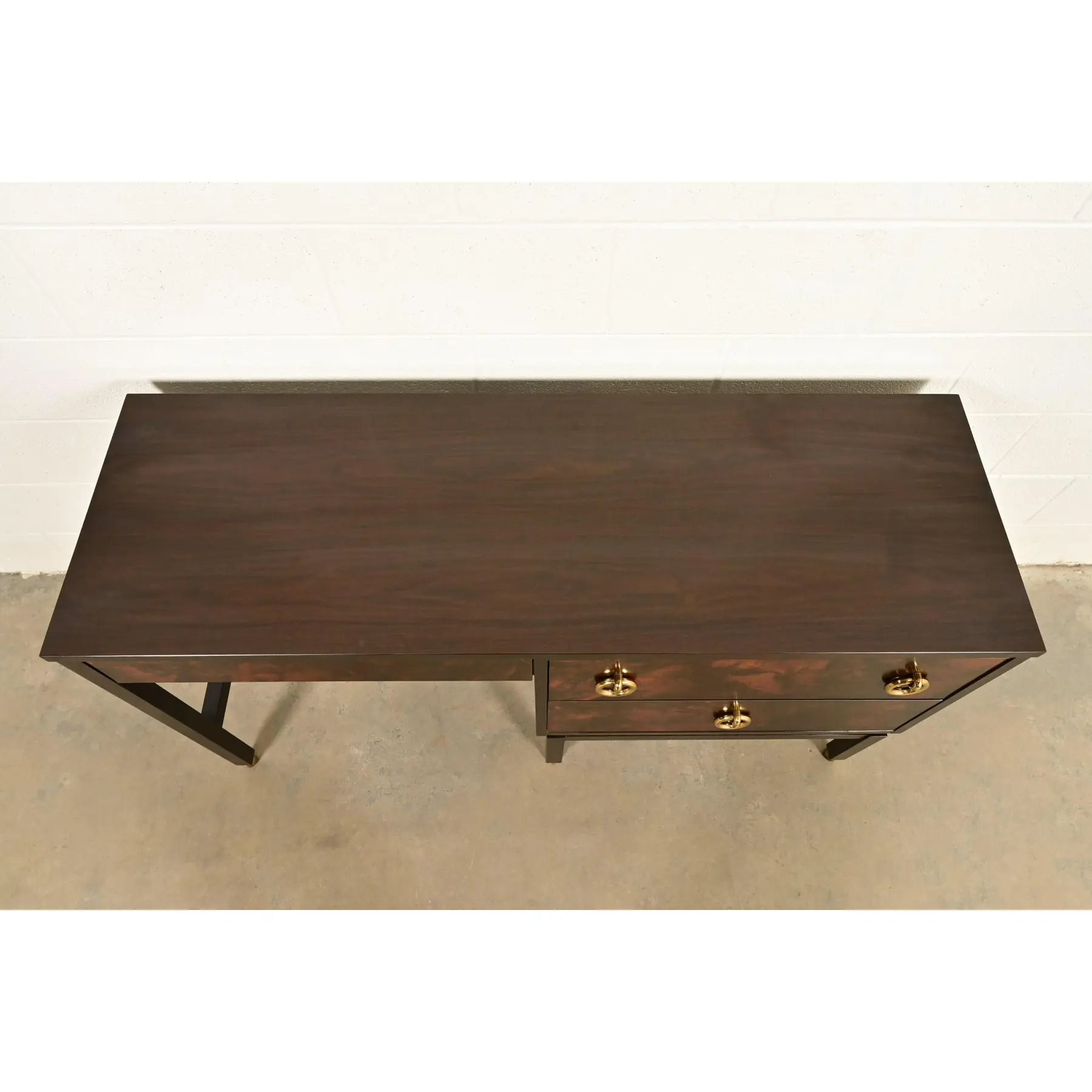 Edward Wormley for Dunbar Mid-Century Modern Burl Wood Desk, 1960s - Image 14