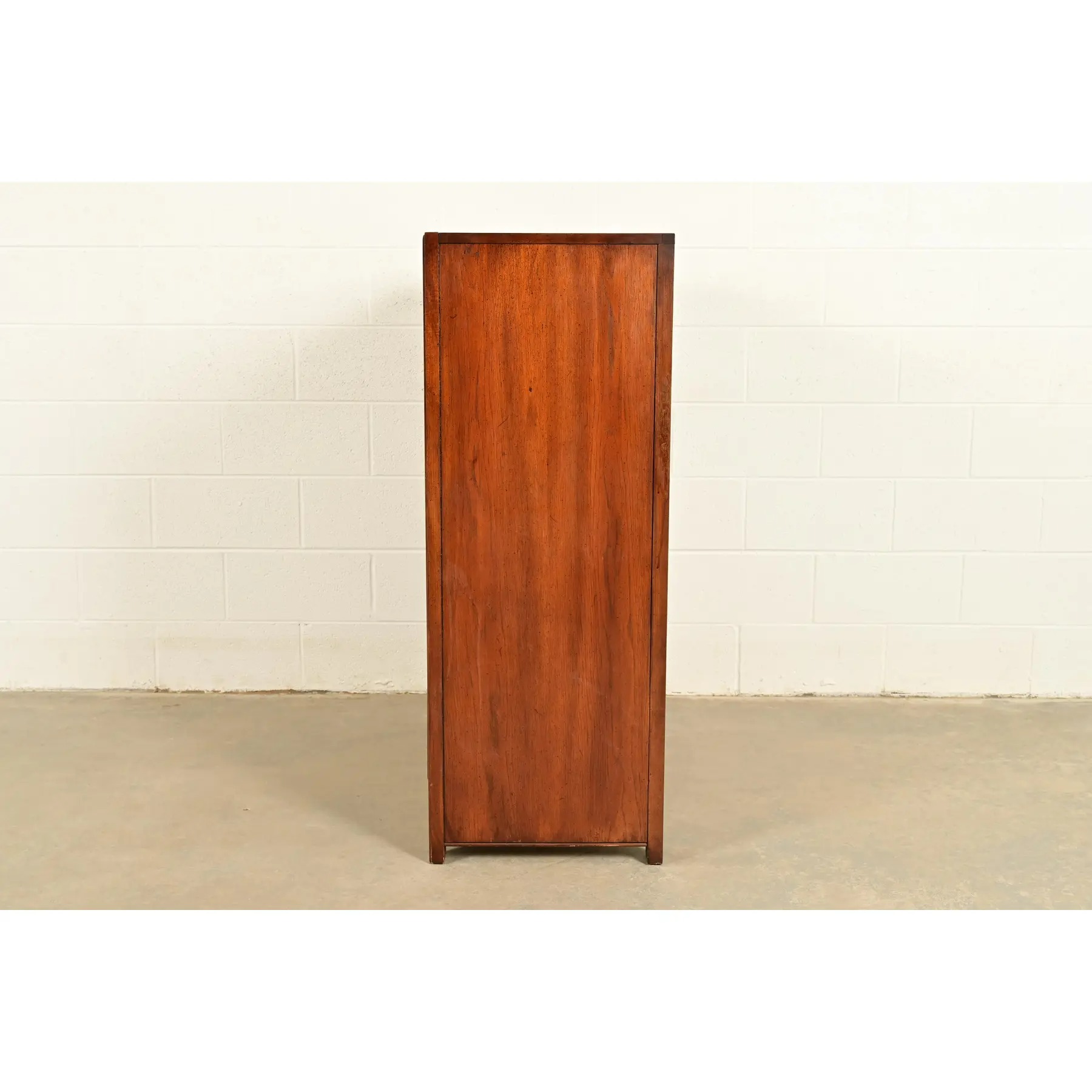 Thomasville Mid-Century Modern Hollywood Regency Campaign Walnut Highboy Dresser, 1970s - Image 14