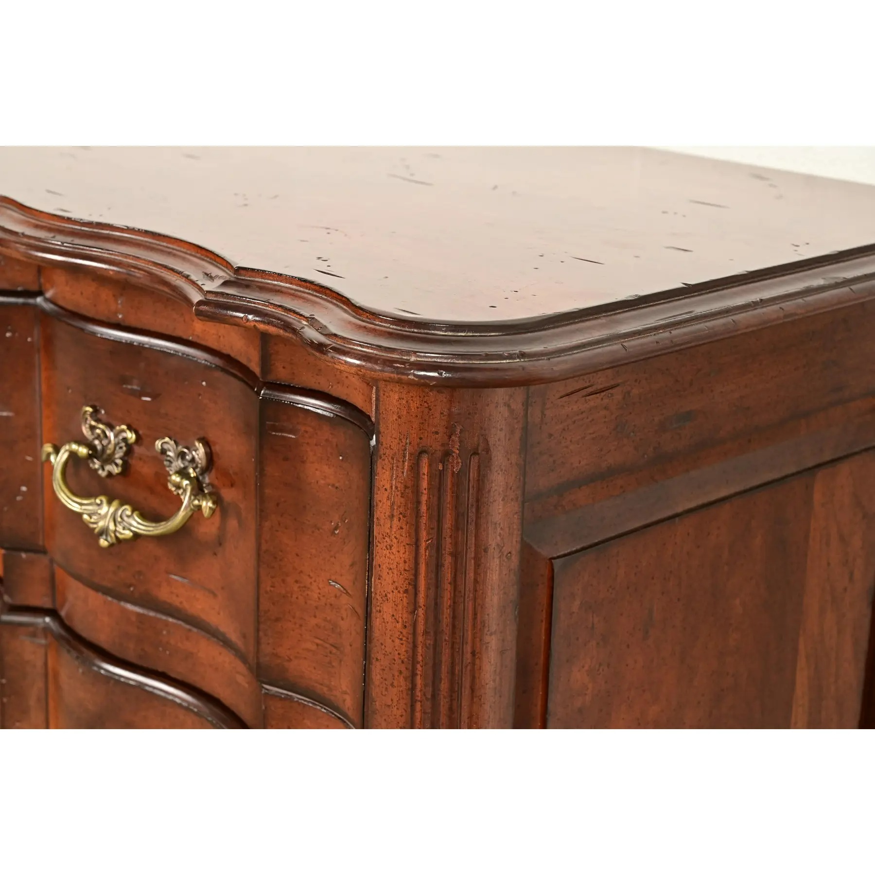 Harden Furniture French Provincial Louis XV Carved Walnut Three-Drawer Dresser or Chest of Drawers - Image 12
