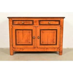 Baker Furniture Italian Provincial Carved Maple Sideboard Buffet or Bar Cabinet