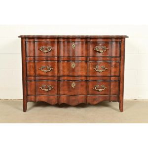 Harden Furniture French Provincial Louis XV Carved Walnut Three-Drawer Dresser or Chest of Drawers