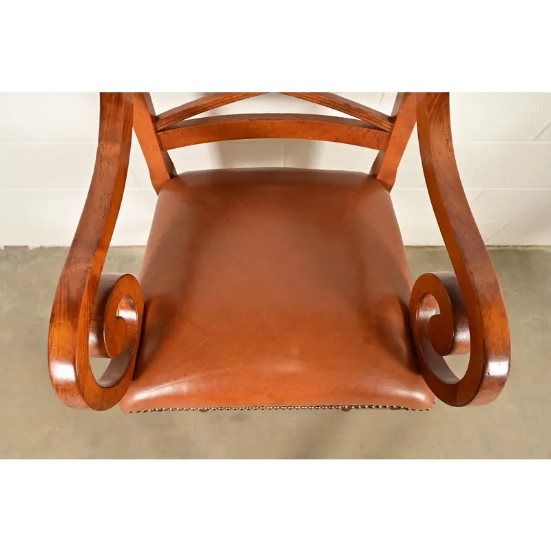 Baker Furniture English Regency Carved Walnut Bar Stools, Pair - Image 7