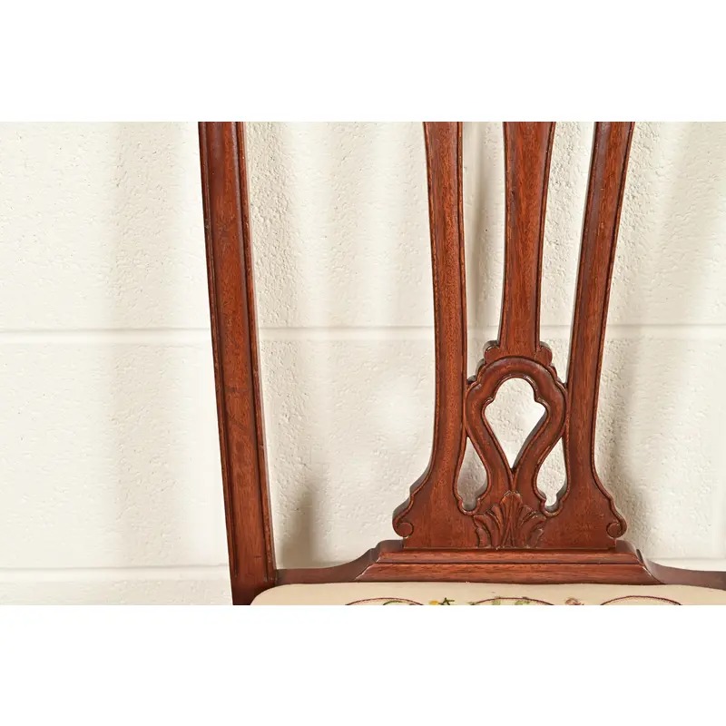 Baker Furniture Style Chippendale Carved Mahogany Side Chairs or Dining Chairs, Pair - Image 7