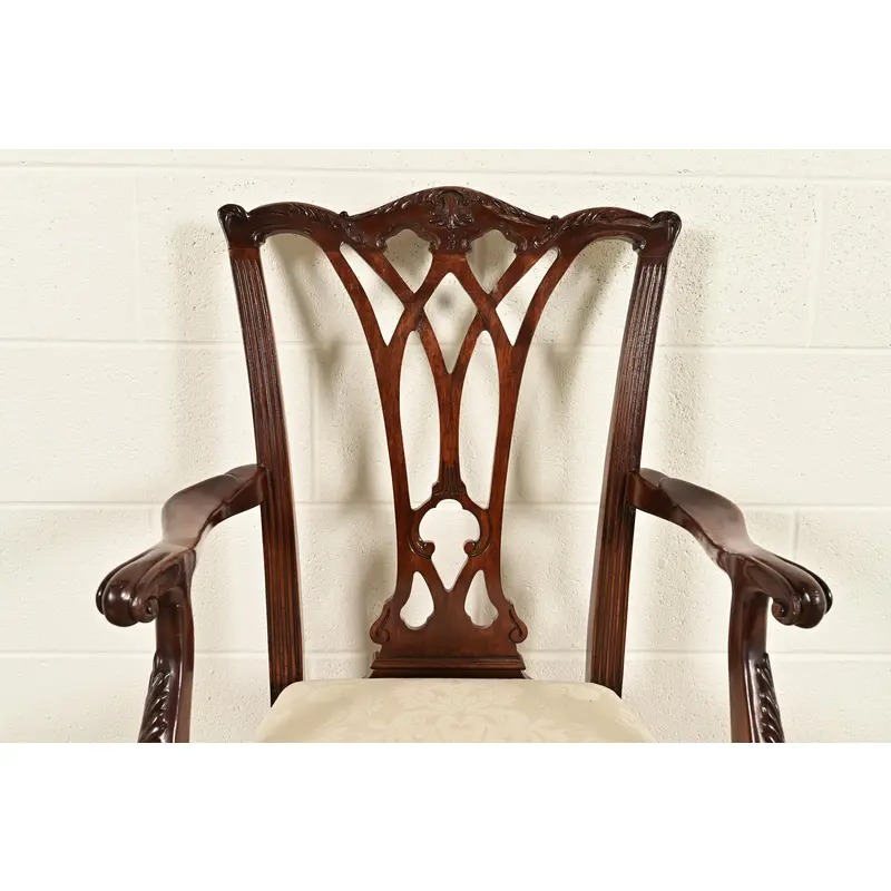 Drexel Heritage Chippendale Carved Mahogany Dining Chairs, Set of Six - Image 7
