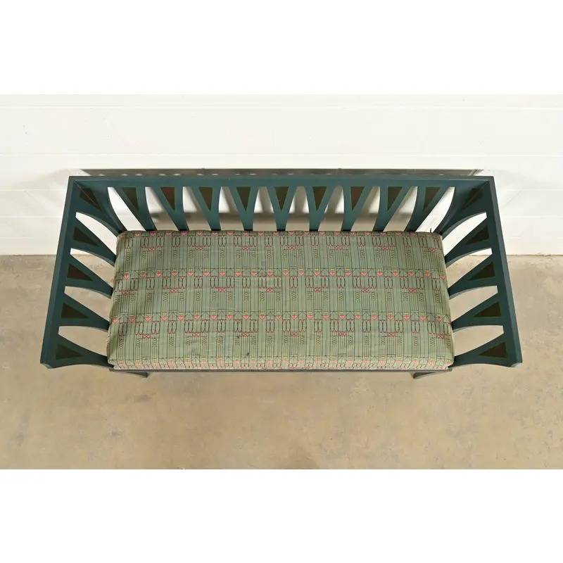 Eliel Saarinen Cranbrook "The Blue Settee" Art Nouveau Settle Sofa or Bench - Image 7