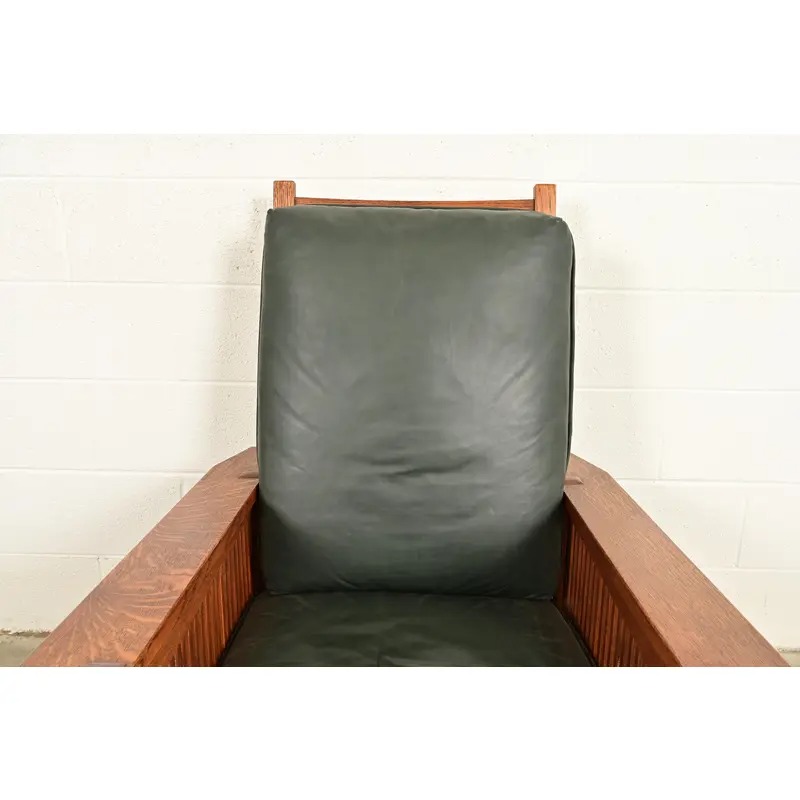 Stickley Mission Oak Arts & Crafts Reclining Morris Lounge Chair With Ottoman - Image 7