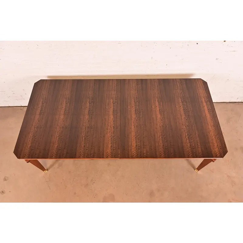 Theodore Alexander French Regency Louis XVI Burl Wood Dining Table, Newly Refinished - Image 7