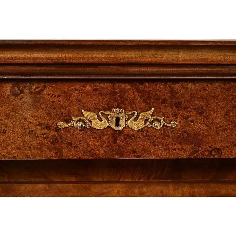 Baker Furniture Style French Empire Burl Wood Sideboard or Bar Cabinet With Mounted Ormolu - Image 8