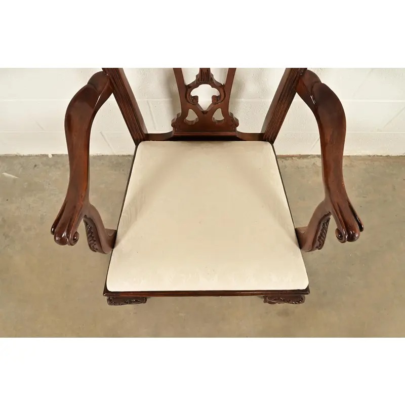 Drexel Heritage Chippendale Carved Mahogany Dining Chairs, Set of Six - Image 8