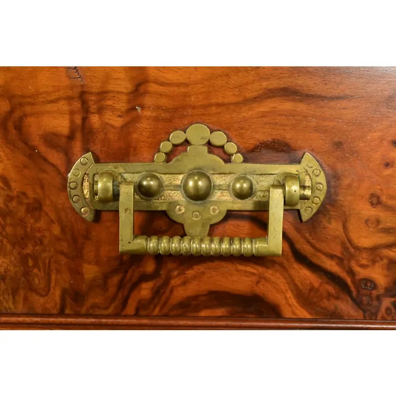 Herter Brothers Style Antique Eastlake Victorian Carved Walnut and Burl Wood Highboy Dresser, Circa 1880s - Image 8