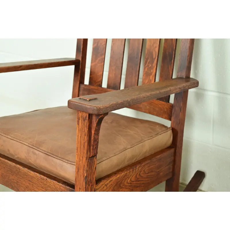 Stickley Brothers Antique Mission Oak Arts & Crafts Rocking Chair, Circa 1910 - Image 8