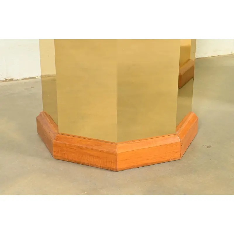 Thomasville Modern Art Deco Brass and Glass Double Pedestal Dining Table, Circa 1980s - Image 8