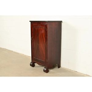 Antique American Empire Carved Mahogany Music Cabinet, Circa 1890s