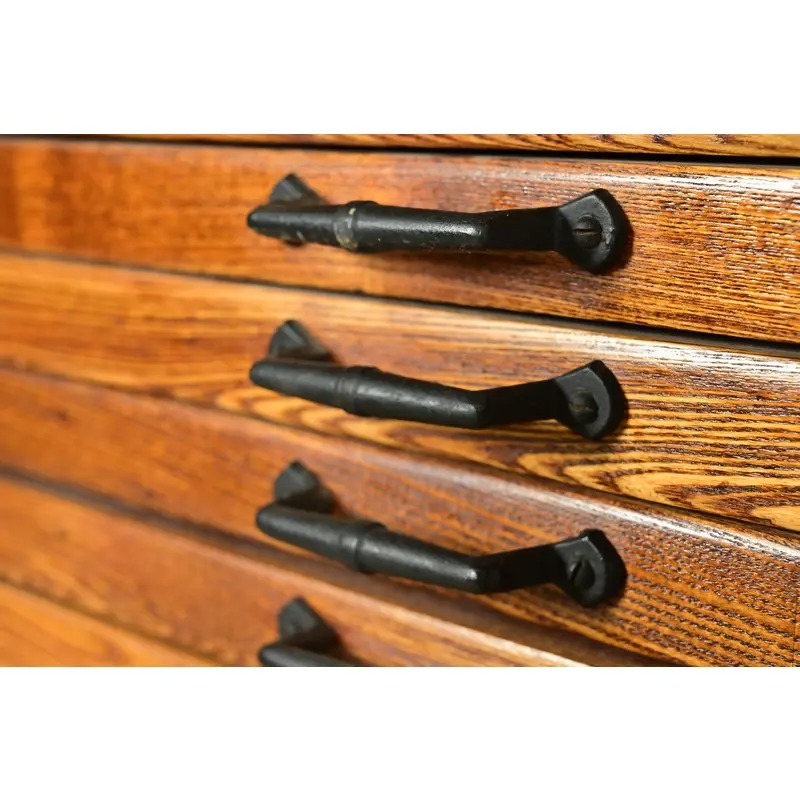 Antique Arts & Crafts Oak 31-Drawer Architect's Blueprint Flat File Cabinet by Hamilton, Circa 1900 - Image 9