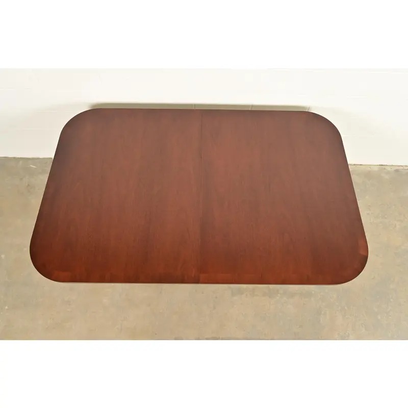 Baker Furniture Style Georgian Mahogany Double Pedestal Extension Dining Table, Newly Refinished - Image 9