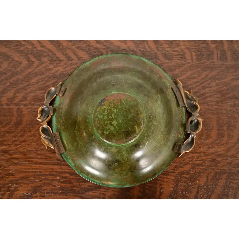 Carl Sorensen Art Deco Verdigris Bronze Centerpiece Bowl or Fruit Bowl - Image 6