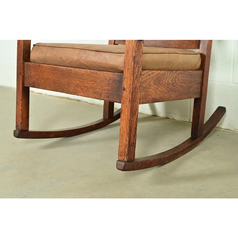 Stickley Brothers Antique Mission Oak Arts & Crafts Rocking Chair, Circa 1910 - Image 9