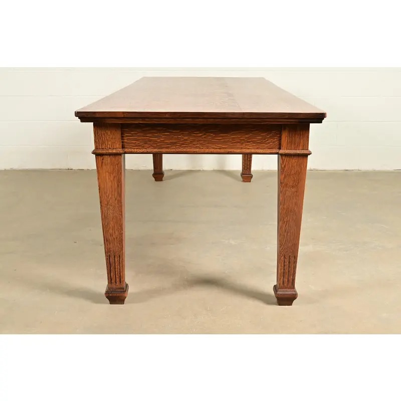 Stickley Brother's Style Antique Mission Oak Arts & Crafts Harvest Dining Table, Newly Refinished - Image 9