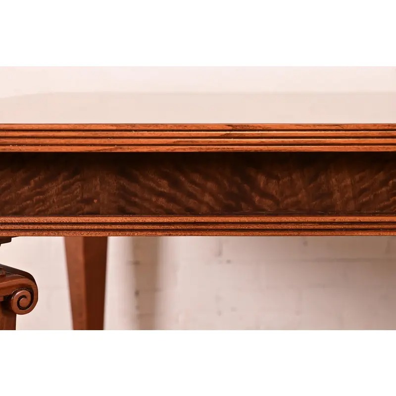 Theodore Alexander French Regency Louis XVI Burl Wood Dining Table, Newly Refinished - Image 9