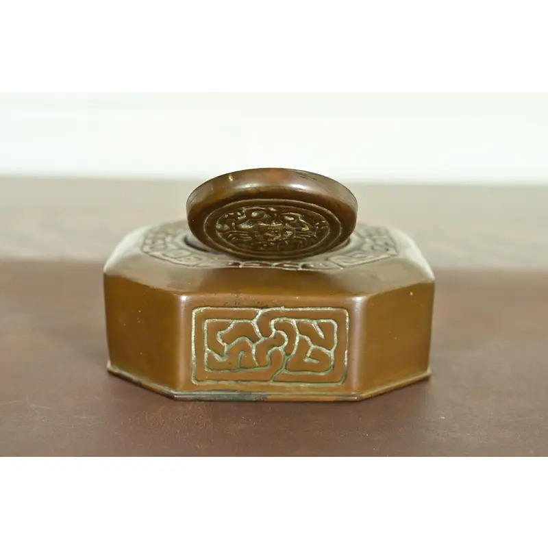 Tiffany Studios New York Zodiac Pattern Bronze Inkwell - Image 9