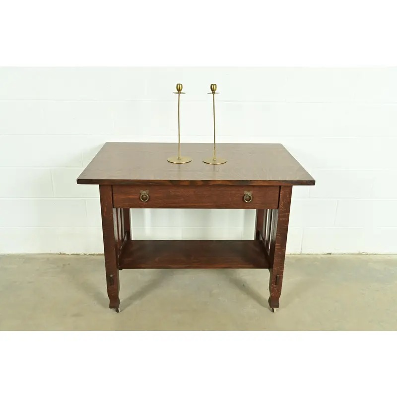 Robert Jarvie Style Antique Arts & Crafts Turned Brass Tall Candlesticks, Pair - Image 10