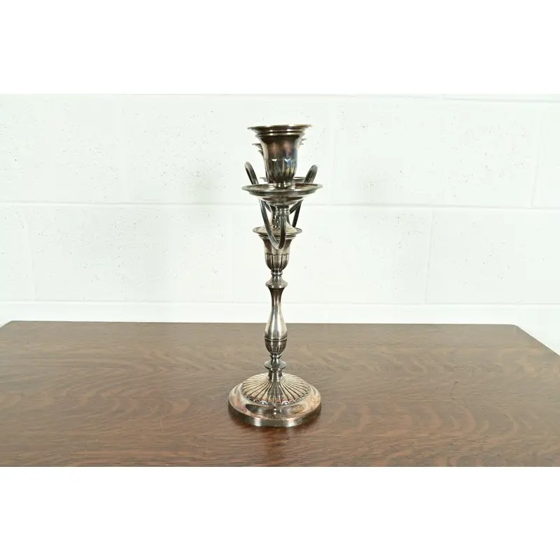 Tiffany & Co. Style Antique Victorian Silverplate Three-Light Candelabra - Image 11