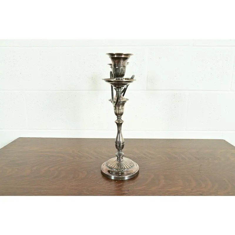 Tiffany & Co. Style Antique Victorian Silverplate Three-Light Candelabra - Image 11