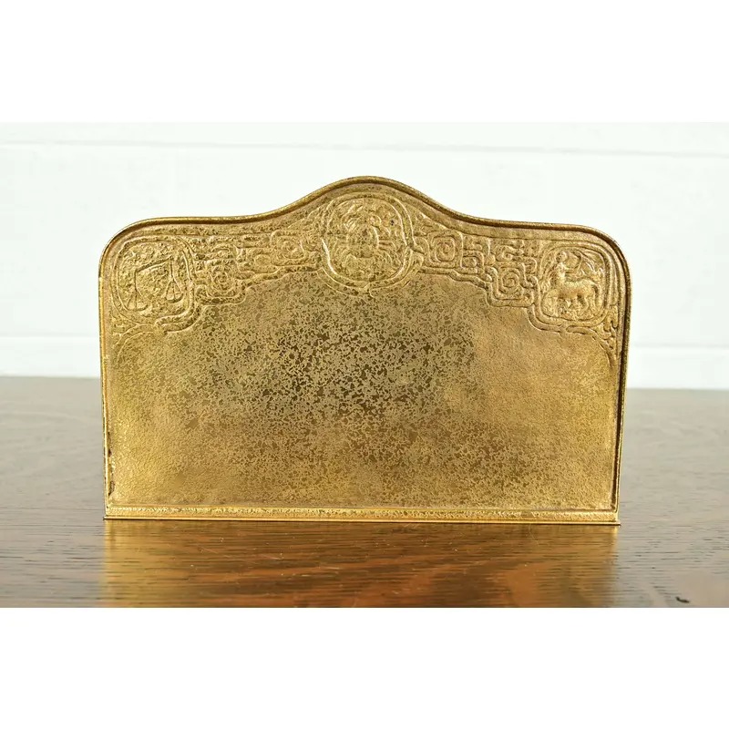 Tiffany Studios New York Zodiac Pattern Bronze Doré Letter Rack - Image 11