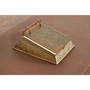 Tiffany Studios New York Zodiac Pattern Bronze Perpetual Desk Calendar or Memo Pad Holder