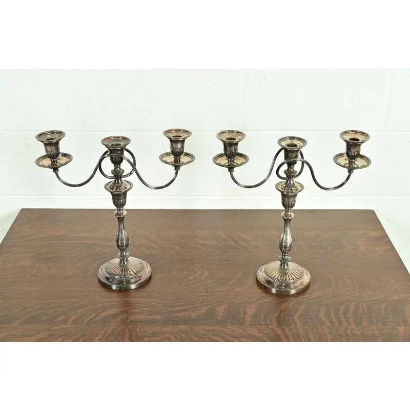 Tiffany & Co. Style Antique Victorian Silverplate Three-Light Candelabra - Image 15