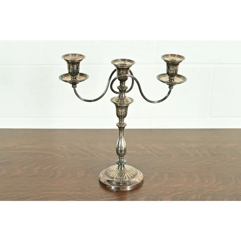 Tiffany & Co. Style Antique Victorian Silverplate Three-Light Candelabra